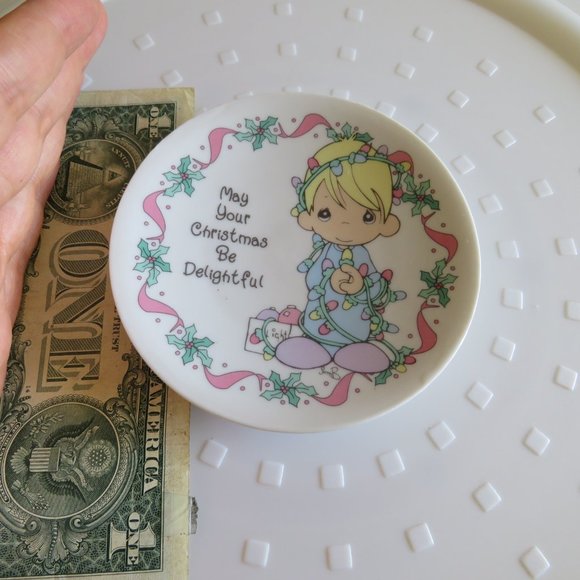 MAY YOUR CHRISTMAS BE DELIGHTFUL 4" Precious Moments 1994 Ceramic Plate - Picture 6 of 6
